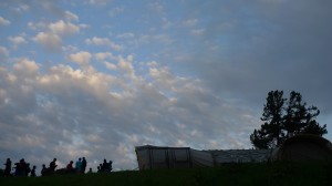 Il campo tende preparato per passare la notte