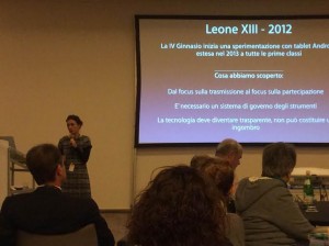 La prof.ssa Argenti presenta la sperimentazione tecnologica del Leone 