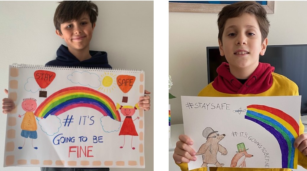 I disegni di Ludovico (a sin.) e Giacomo. Stay safe!