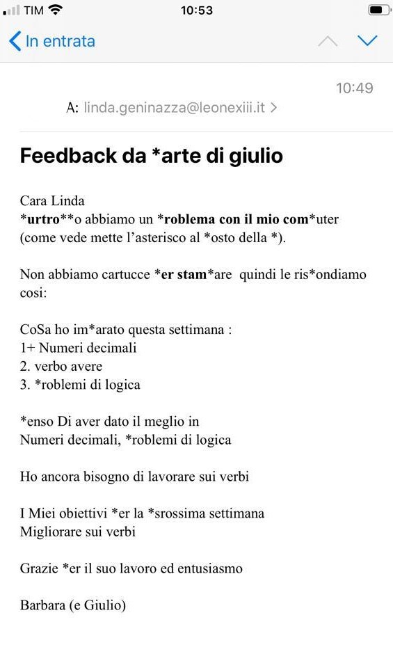 Messaggio alla maestra