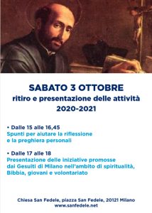 La locandina con il programma per la giornata del 3 ottobre in San Fedele